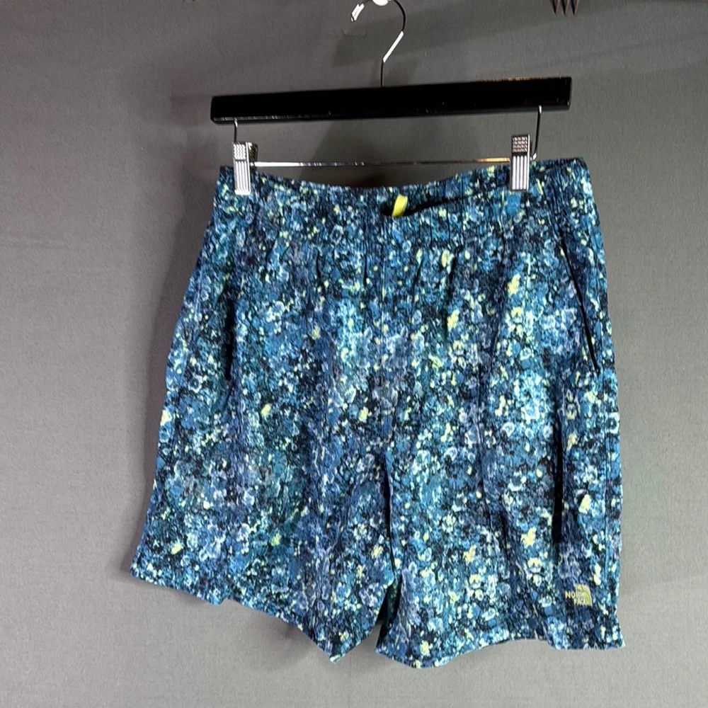 The North Face Blue and Yellow Athletic Shorts size medium‎